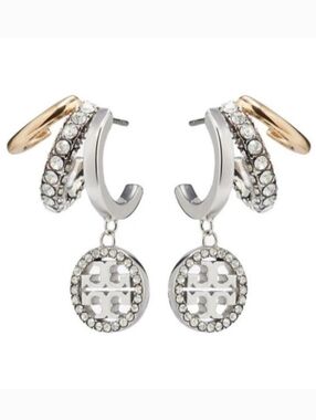 Tory Burch Lcon Pave Triple Hoop Earring